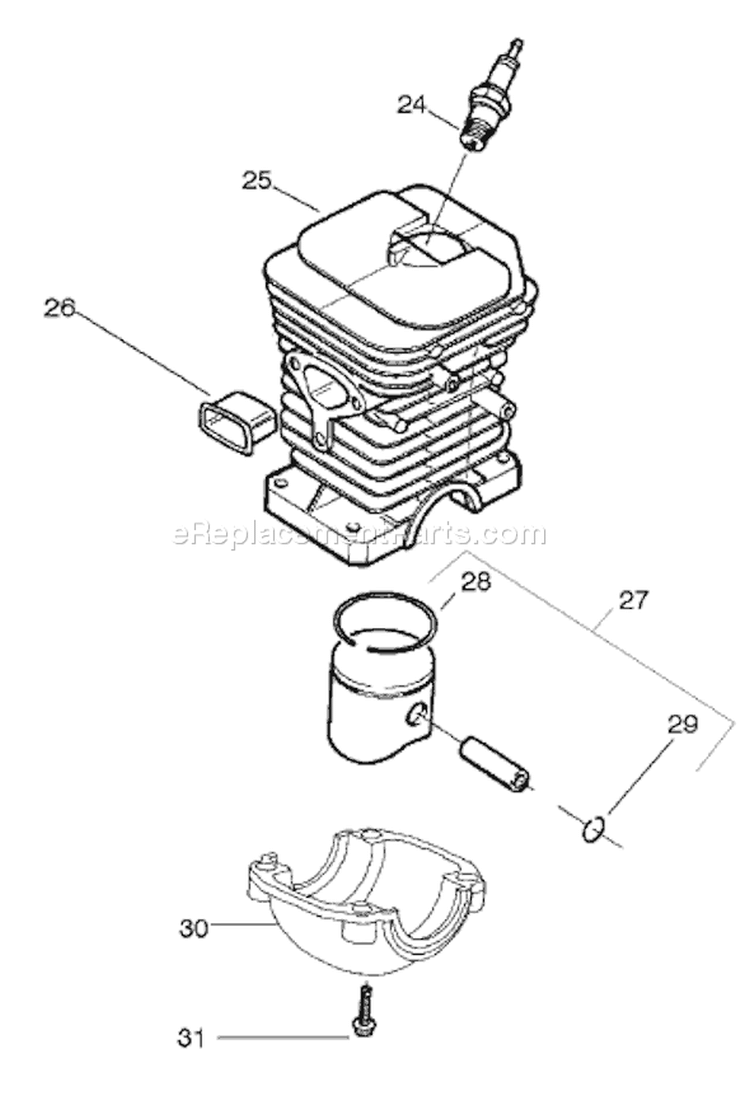 Page J Diagram and Parts List for 136LE 136 LE 2004-03 Husqvarna Chainsaw