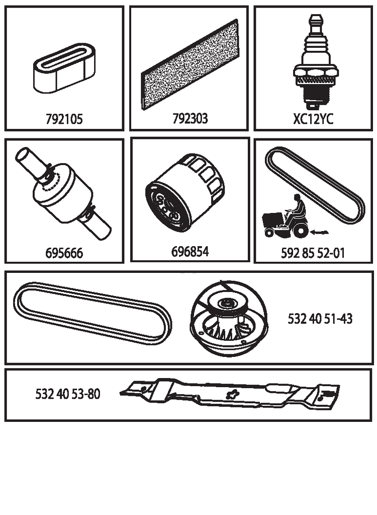 Accessories Diagram and Parts List for TS146TXD (96041043600)(2019-07) Husqvarna Lawn Tractor