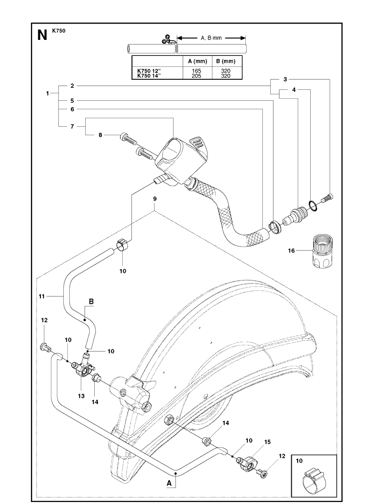 Hose 2 Diagram and Parts List for K750 2009-07 Husqvarna Lawn Tractor Accessories