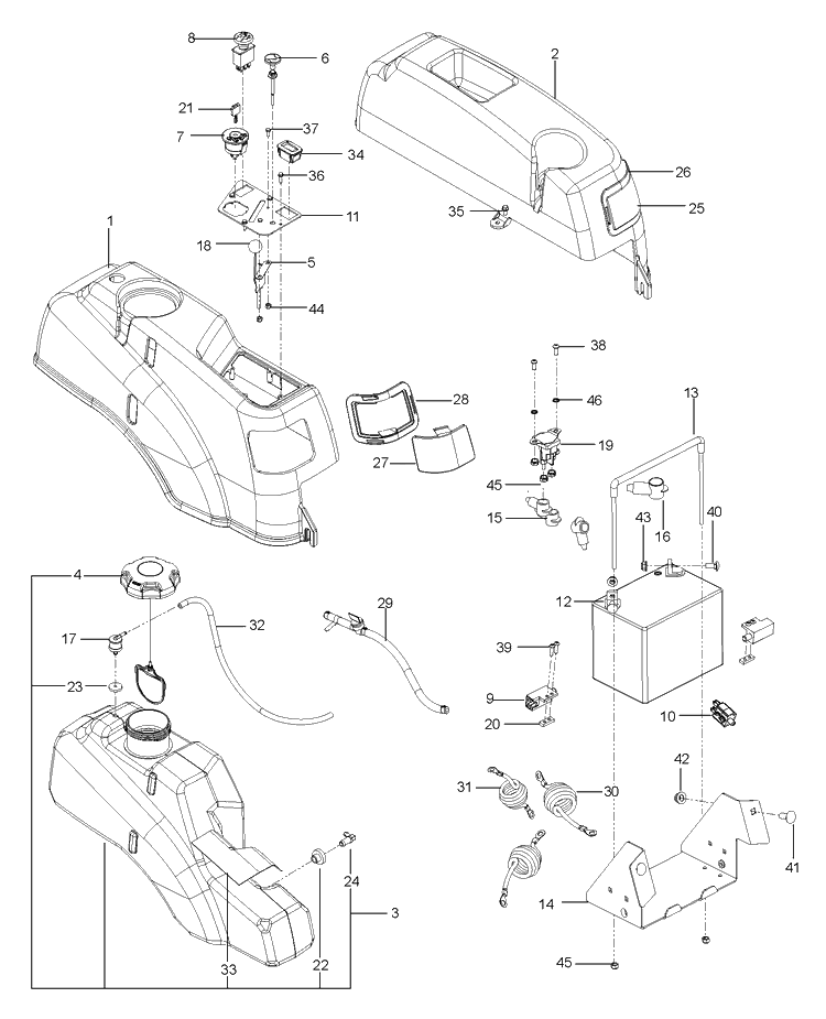 Ignition System Diagram and Parts List for EZ24T (96665960101)(2011-10) Husqvarna Lawn Mower