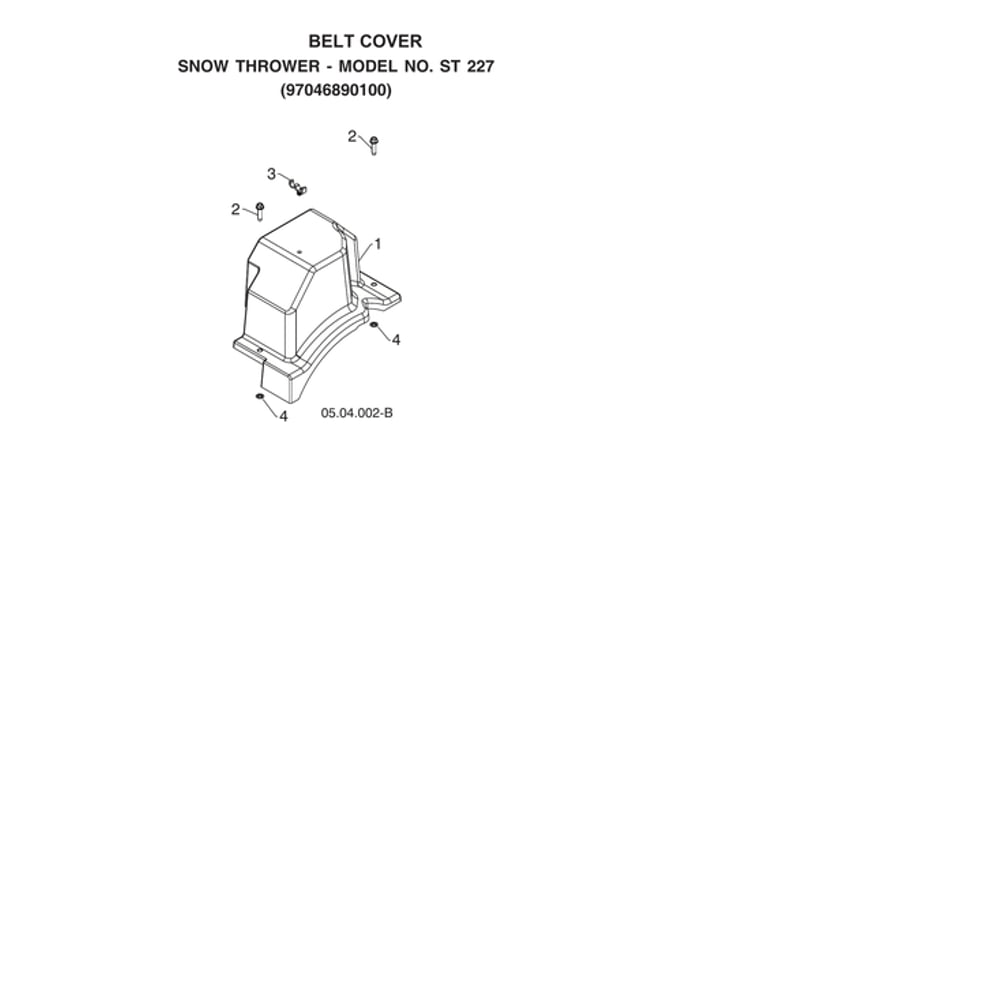 Belt Cover Diagram and Parts List for ST227-970528702  Husqvarna Snow Blower