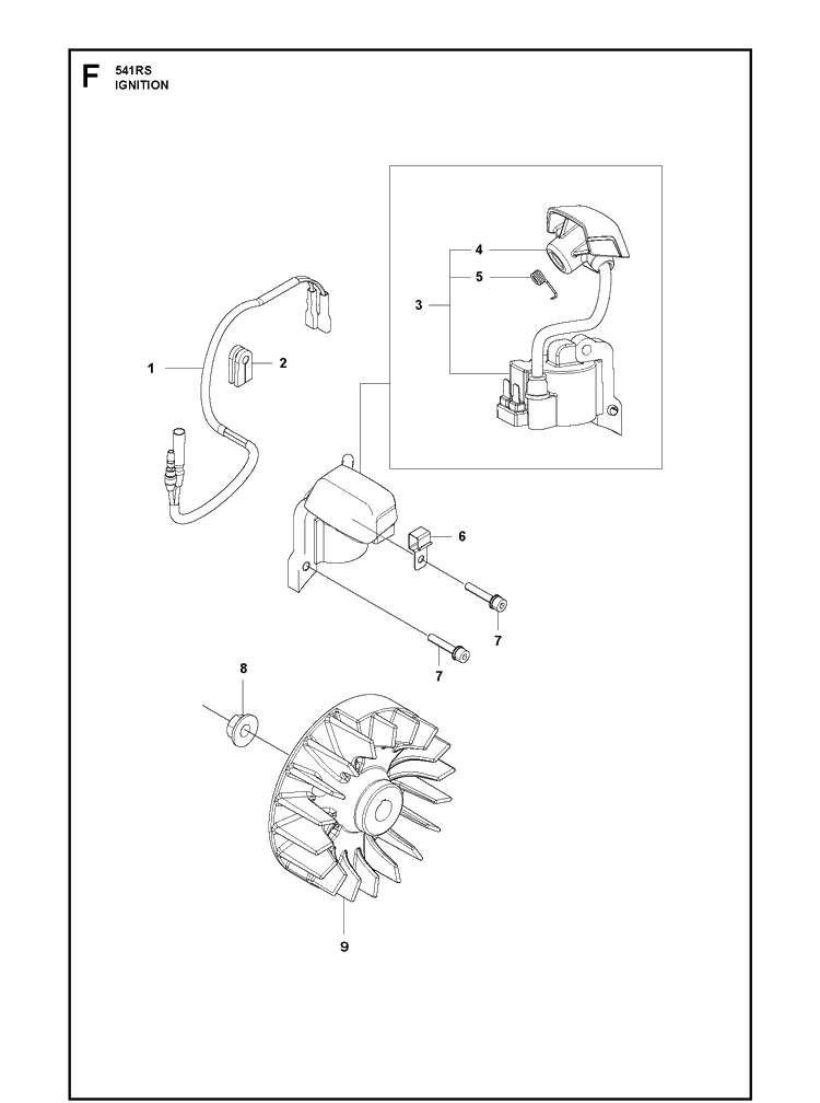 Ignition System 2 Diagram and Parts List for 541RS  Husqvarna Brush Cutter