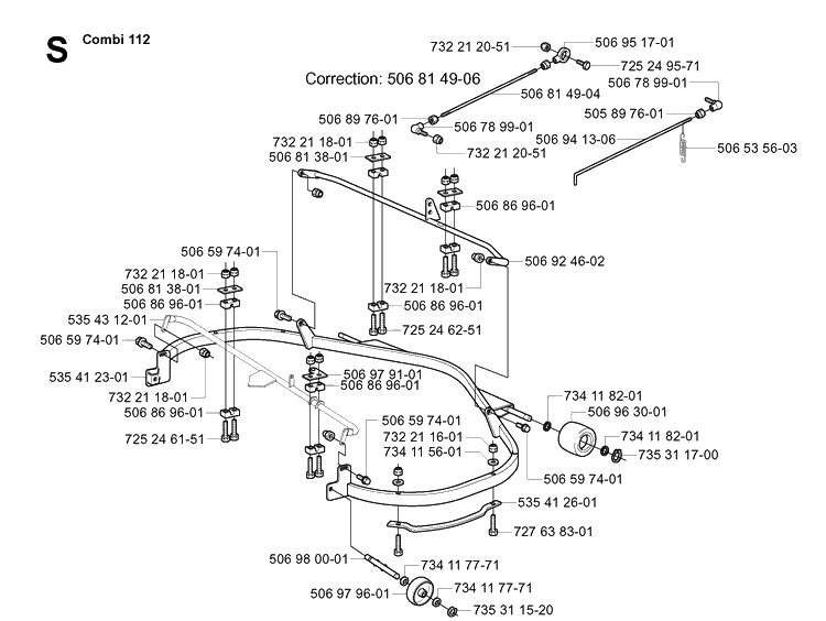 Protection Frame 2 Diagram and Parts List for RIDER16 2003-01 Husqvarna Lawn Mower
