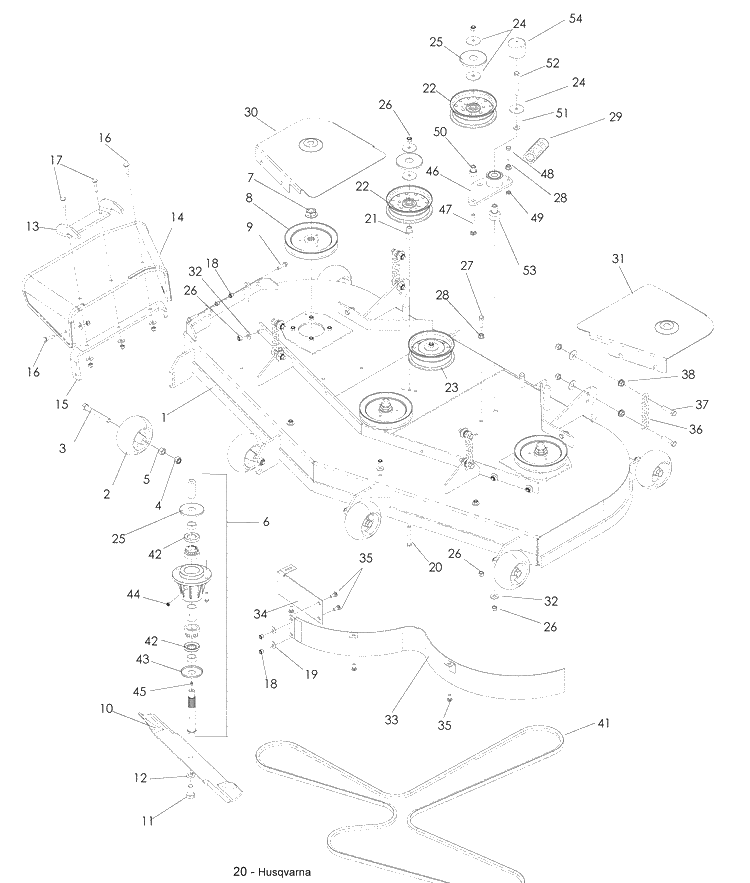 61 Inch Deck Diagram and Parts List for LZF5227 (966956701)(2008-06) Husqvarna Lawn Mower