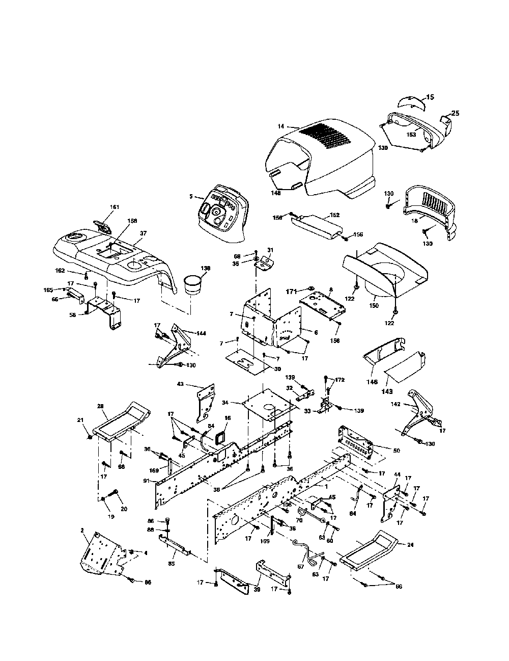 Chassis and enclosures Diagram and Parts List for LOGT2254  Husqvarna Lawn Tractor