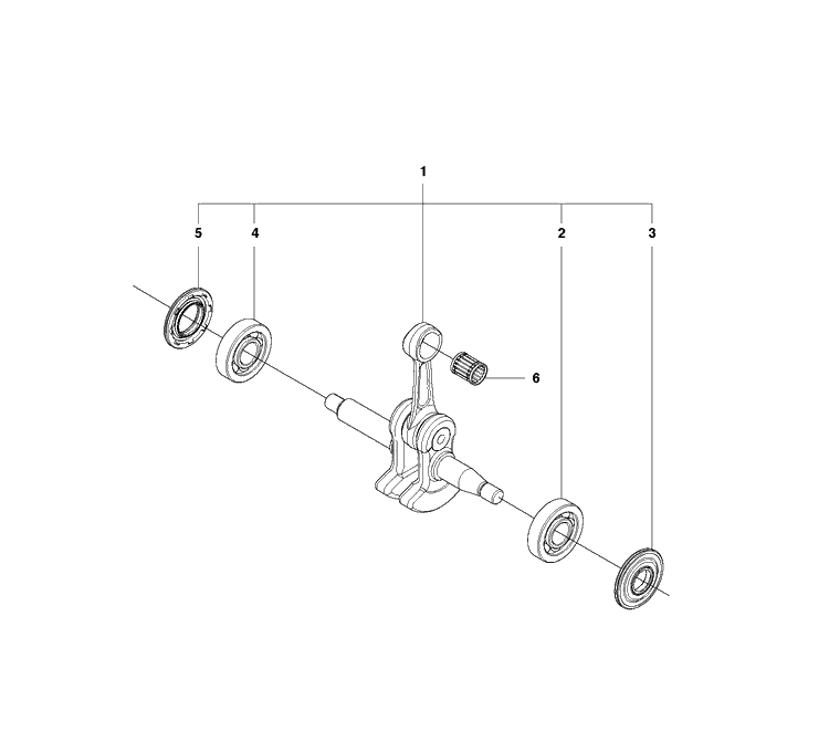 Crankshaft Diagram and Parts List for 435 20102300001-20111800000 Husqvarna Chainsaw