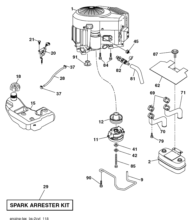 Engine Diagram and Parts List for YTH2348-240443 2012-11 Husqvarna Lawn Tractor