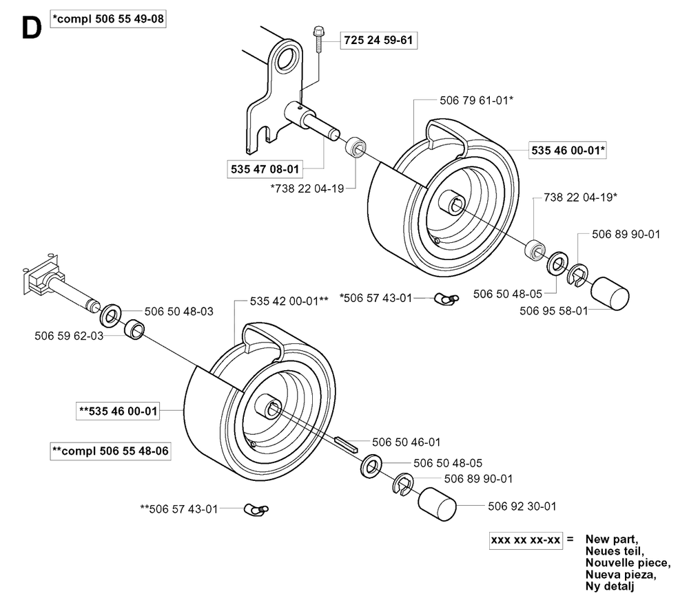 Wheels And Tires Diagram and Parts List for R13 (953950401)(2004-01) Husqvarna Lawn Tractor