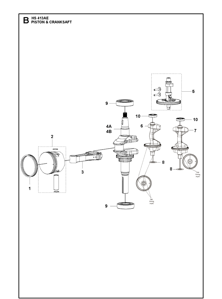 Piston And Crankshaft Diagram and Parts List for 529666001 2021-01 Husqvarna Engine
