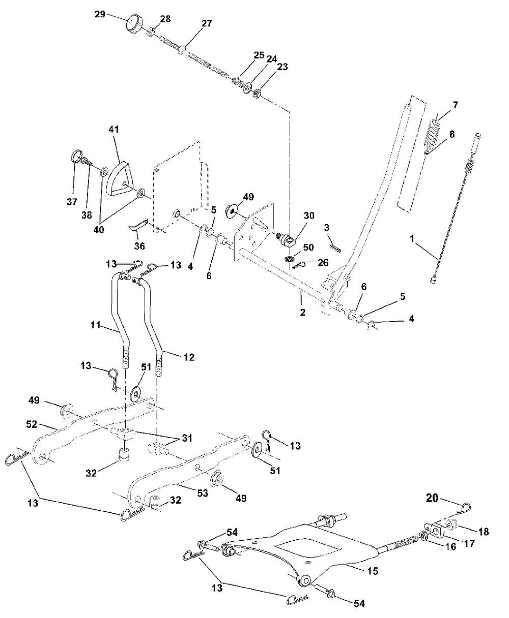 Mower Lift Diagram and Parts List for YTH1848XP (954567260-A)(2001-02) Husqvarna Lawn Tractor