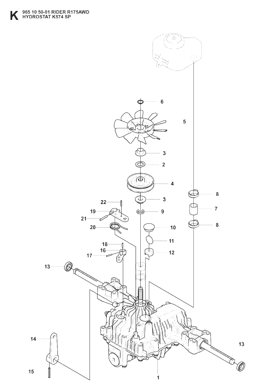 Transmission 2 Diagram and Parts List for R175AWD (965105001)(2008-06) Husqvarna Lawn Tractor