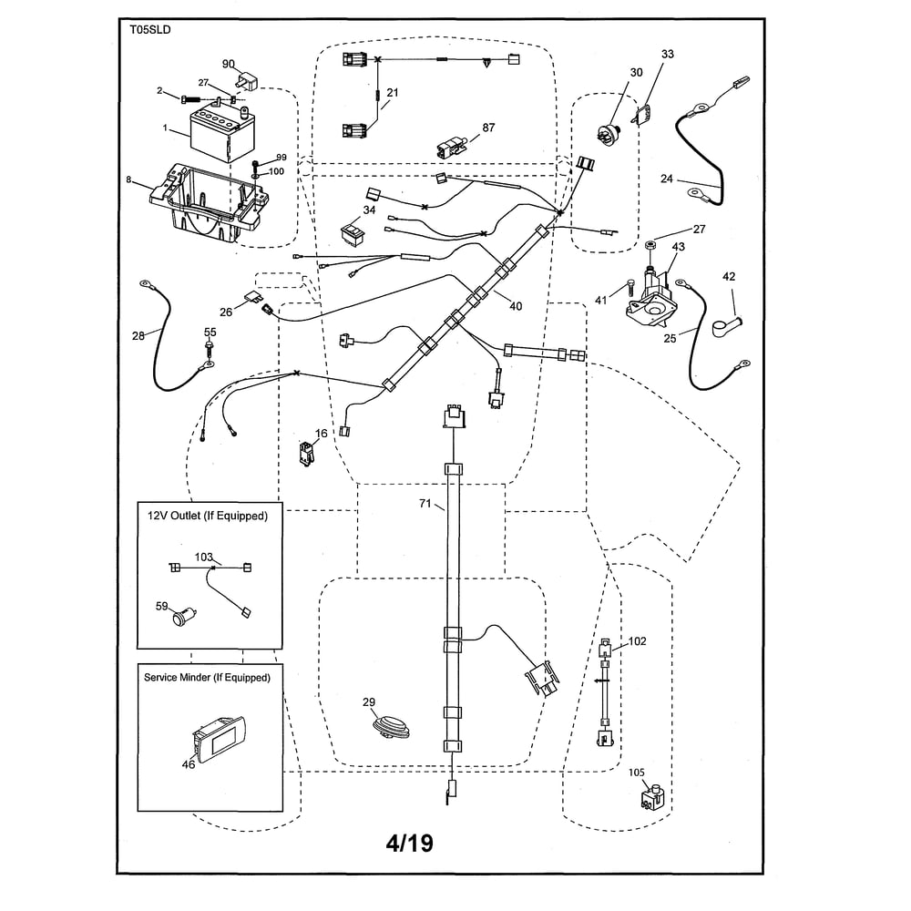 Electrical Diagram and Parts List for YTH20K46-96043027700  Husqvarna Lawn Tractor