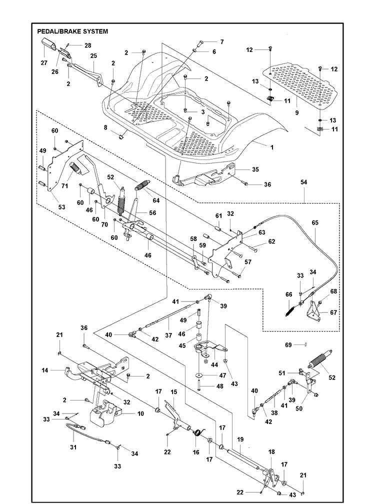 Pedals Diagram and Parts List for P520DX (967985201)(2021-10) Husqvarna Lawn Mower