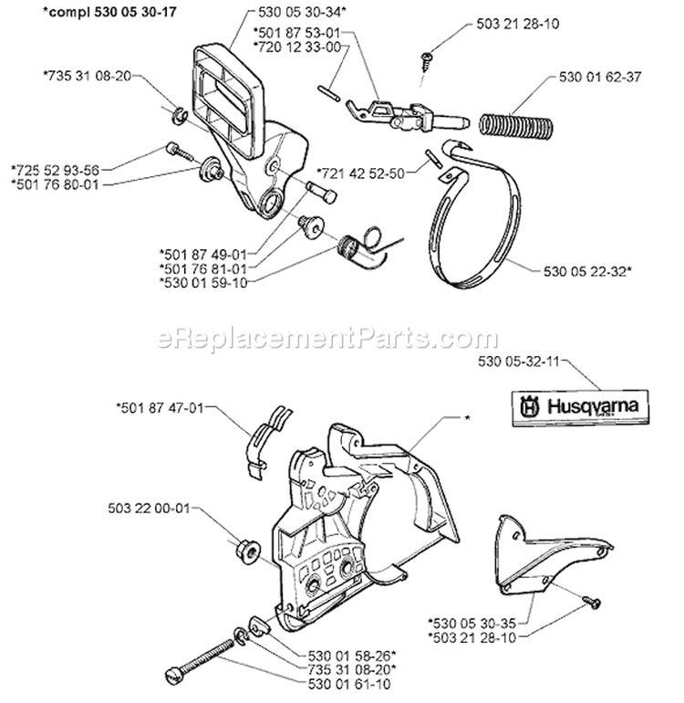 Page C Diagram and Parts List for 141 1998-09 Husqvarna Chainsaw