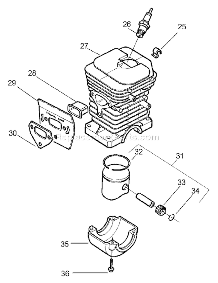 Page J Diagram and Parts List for 141 2001-05 Husqvarna Chainsaw