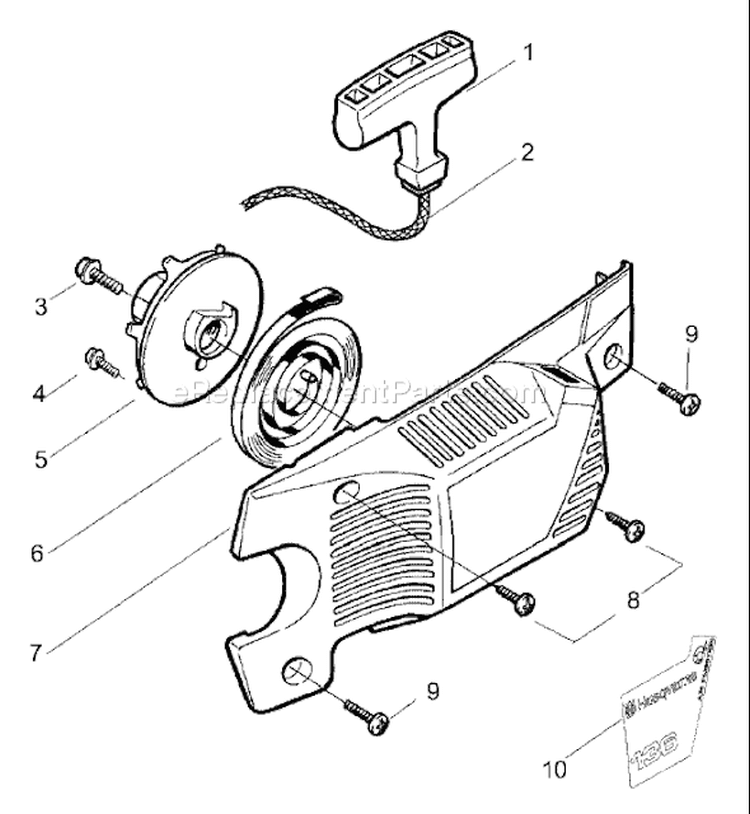 Page K Diagram and Parts List for 141 2001-05 Husqvarna Chainsaw