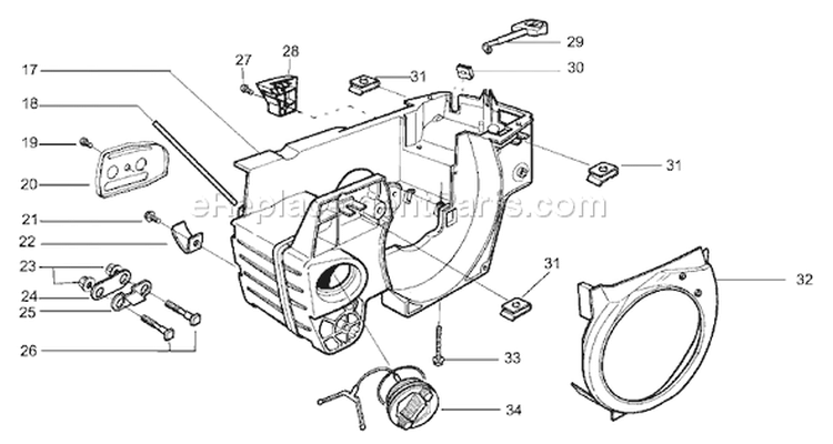 Page E Diagram and Parts List for 136 2001-05 Husqvarna Chainsaw
