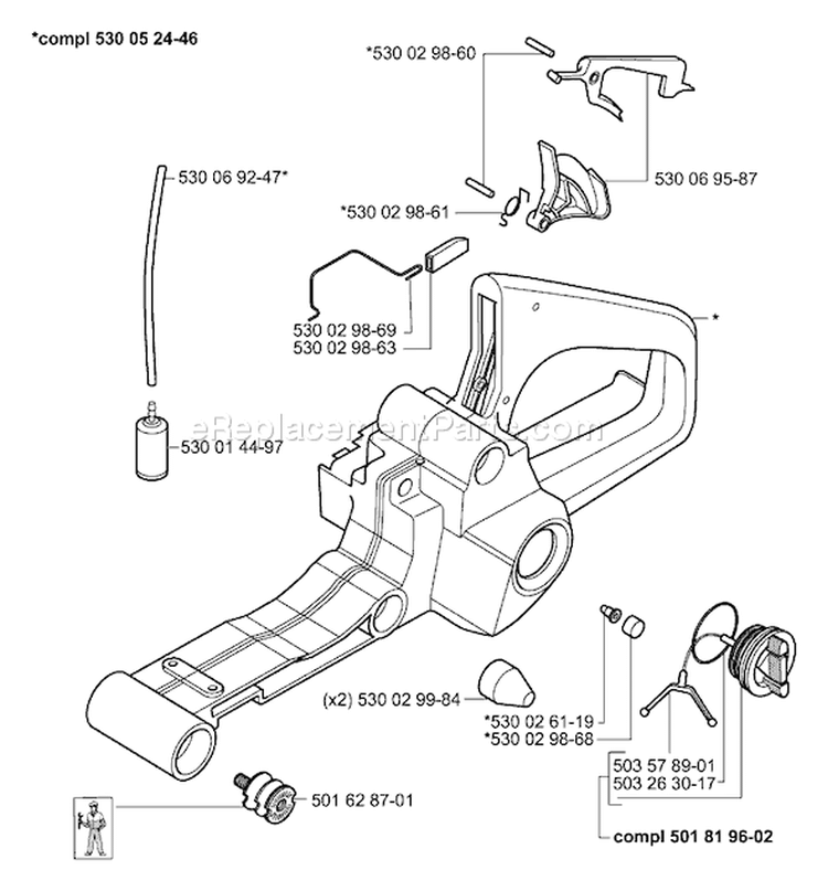Page G Diagram and Parts List for 141 2001-09 Husqvarna Chainsaw