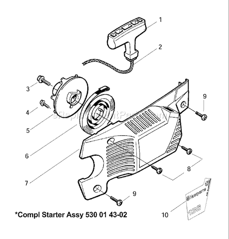Page K Diagram and Parts List for 141 2003-01 Husqvarna Chainsaw