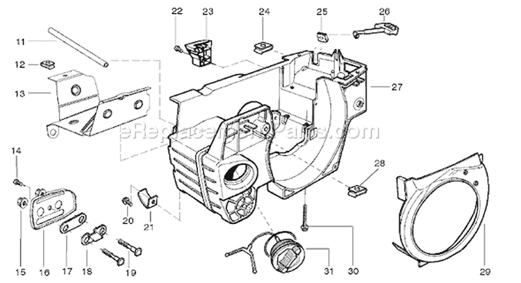 Page J Diagram and Parts List for 141LE 141 LE 2004-05 Husqvarna Chainsaw