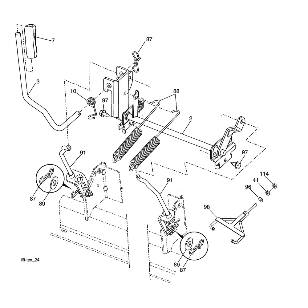 Mower Lift Diagram and Parts List for 96043027300  Husqvarna Lawn Tractor