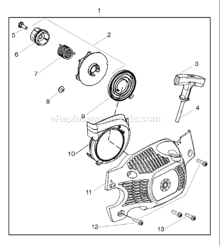 Page J Diagram and Parts List for 137E 137 E 2005-09 Husqvarna Chainsaw