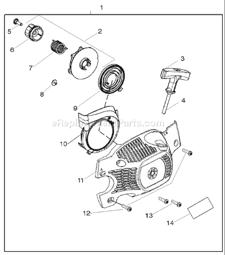 Page K Diagram and Parts List for 142 2006-12 Husqvarna Chainsaw