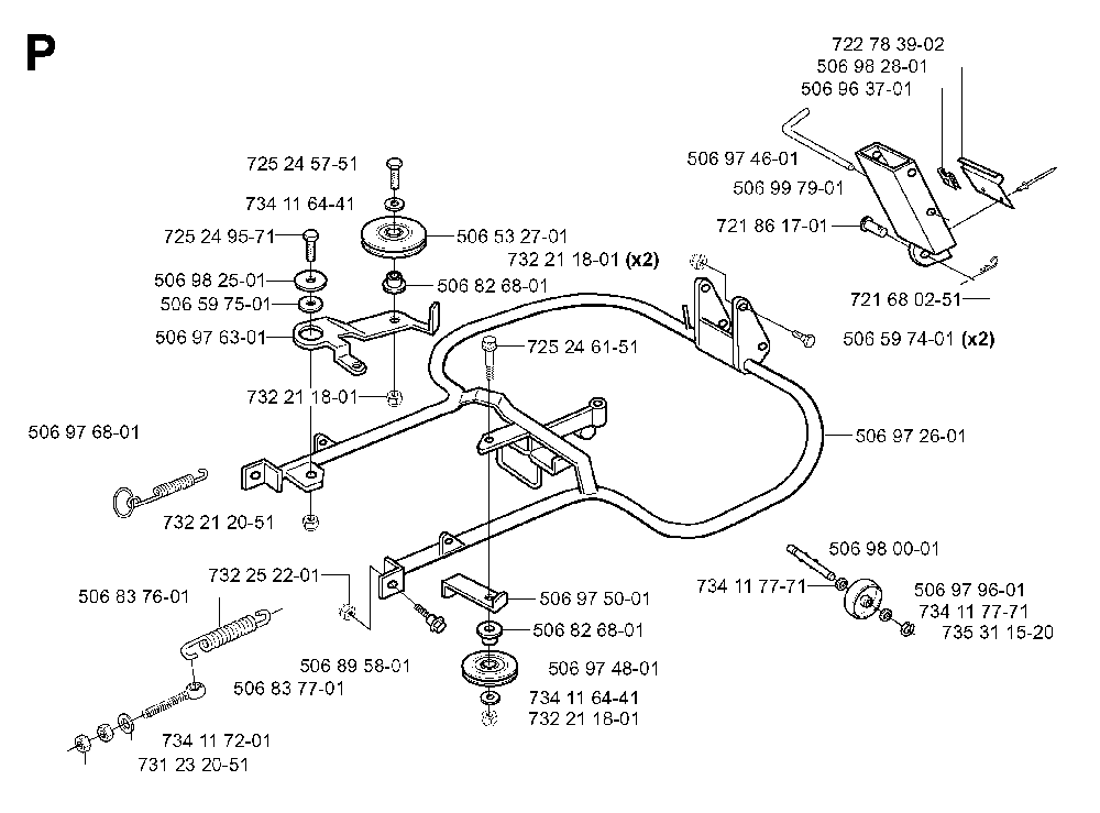 Frame Diagram and Parts List for RIDER13RSPECIAL (953533001)(2003-09) Husqvarna Lawn Tractor