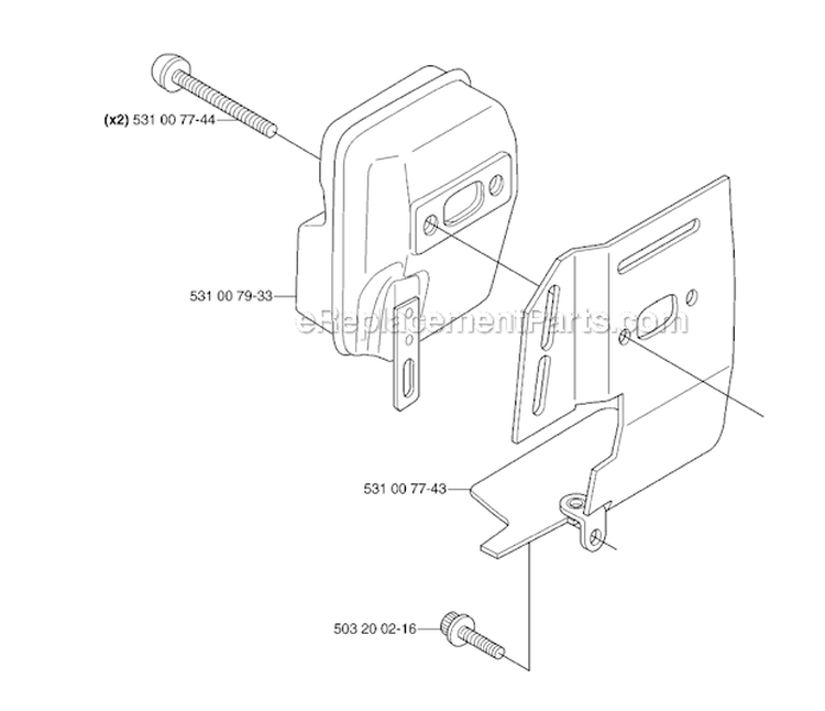 Muffler Diagram and Parts List for 143R 2007-01 Husqvarna Brush Cutter