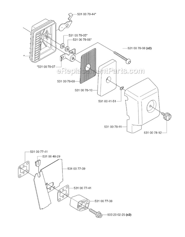 Air Filter Diagram and Parts List for 143R 2007-01 Husqvarna Brush Cutter