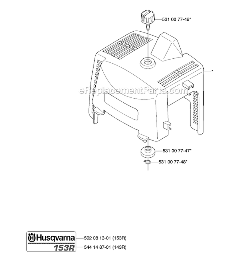 Cylinder Cover Diagram and Parts List for 143R 2007-01 Husqvarna Brush Cutter