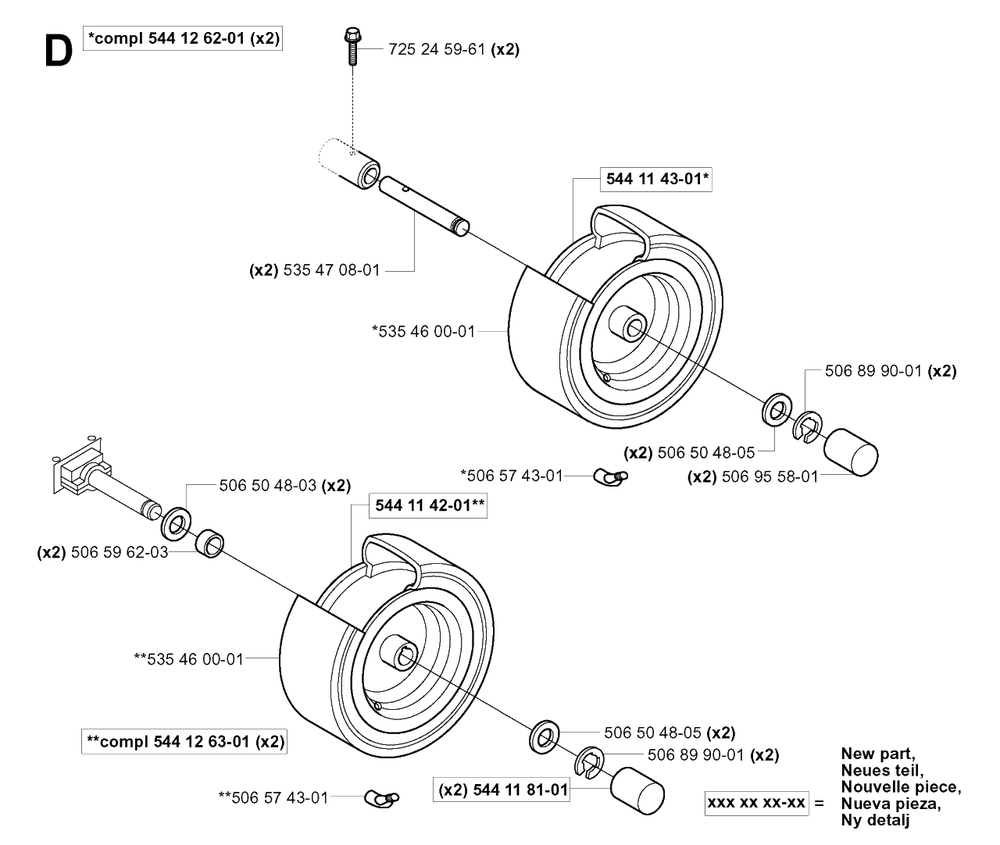 Wheels And Tires Diagram and Parts List for R11 (953519401)(2006-01) Husqvarna Lawn Tractor