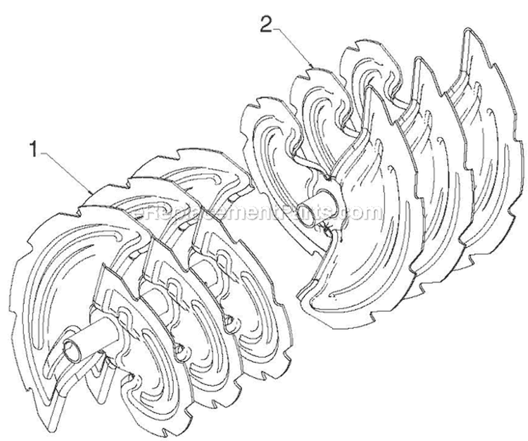Auger Housing Impeller Diagram and Parts List for 14527E 96193007503 - 2012-06 Husqvarna Snow Blower
