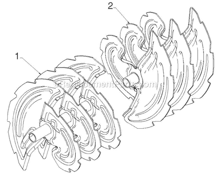 Auger Housing Impeller Diagram and Parts List for 14527E 96193007504 - 2012-08 Husqvarna Snow Blower