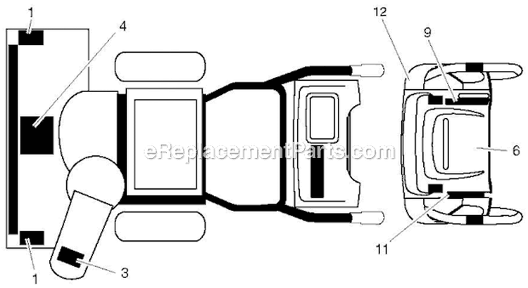 Decals Diagram and Parts List for 14527E 96193007504 - 2012-08 Husqvarna Snow Blower