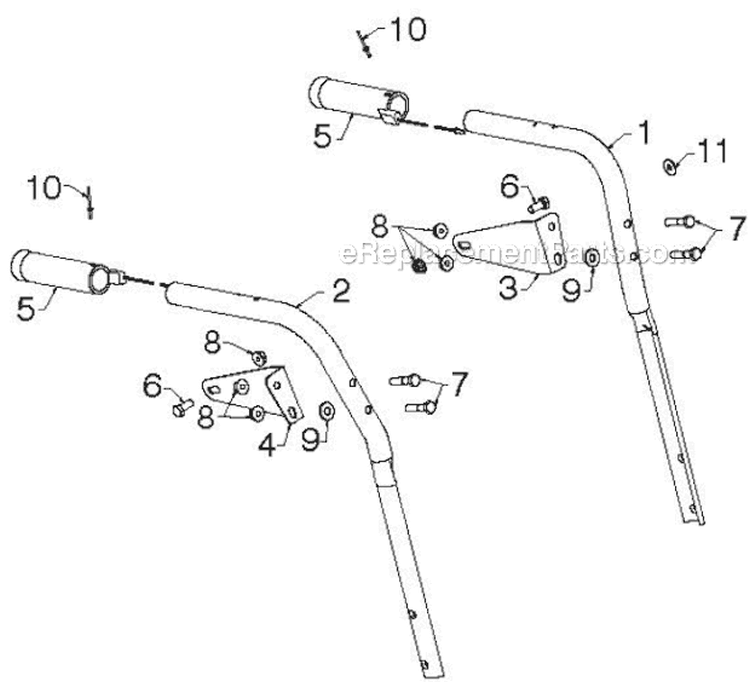 Handle Diagram and Parts List for 14527E 96193007504 - 2012-08 Husqvarna Snow Blower