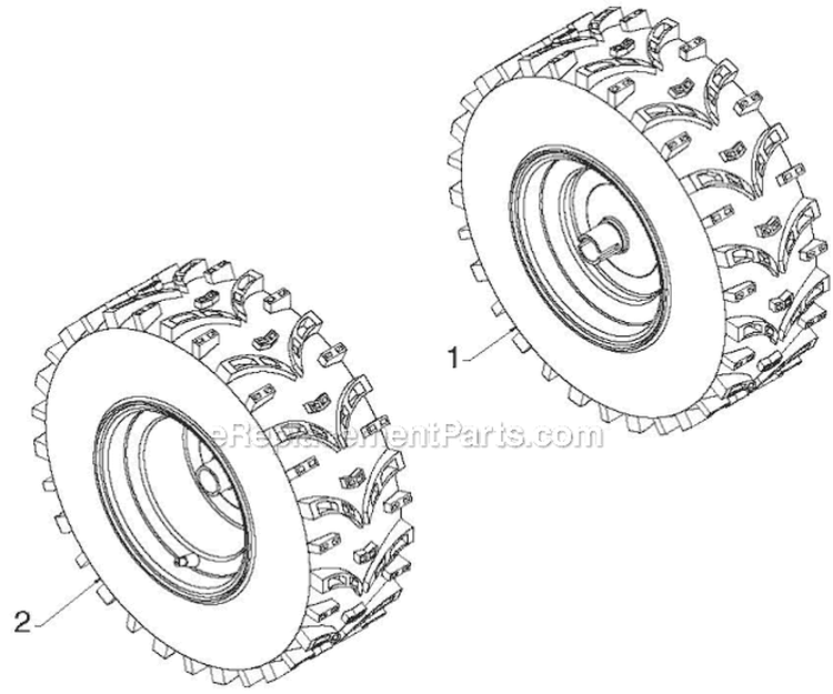 Wheels Tires Diagram and Parts List for 14527E 96193007504 - 2012-08 Husqvarna Snow Blower