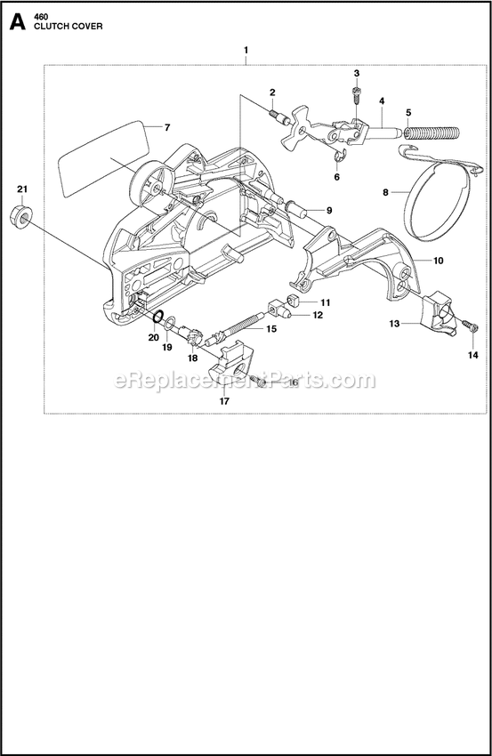 Clutch Cover Diagram and Parts List for 460RANCHER  Husqvarna Chainsaw