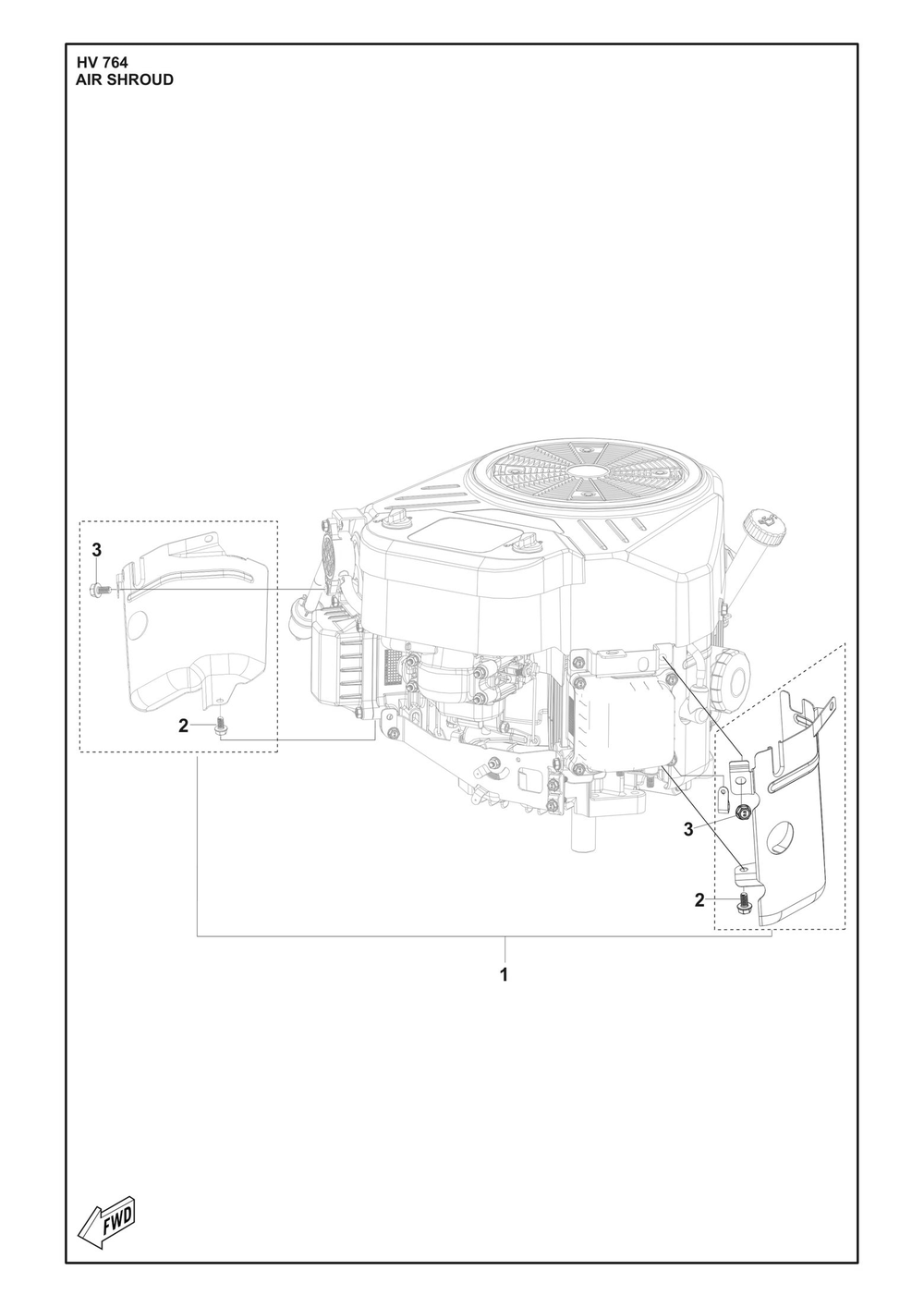 Air Shroud Diagram and Parts List for HV764  Husqvarna Engine