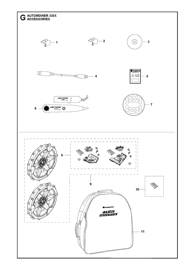 Accessories 2 Diagram and Parts List for 330X 2013-03 Husqvarna Lawn Mower