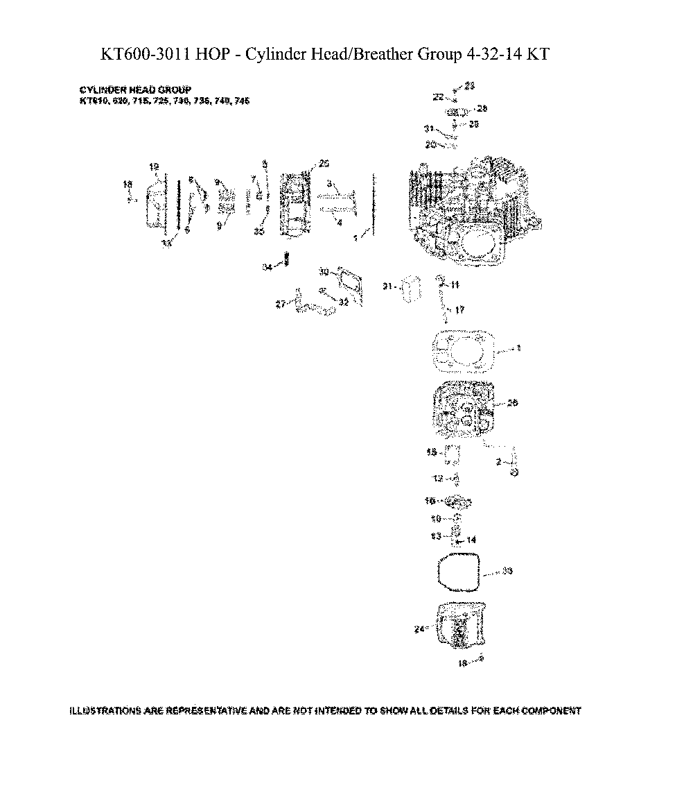 Cylinder head Diagram and Parts List for 967924801-00  Husqvarna Lawn Mower