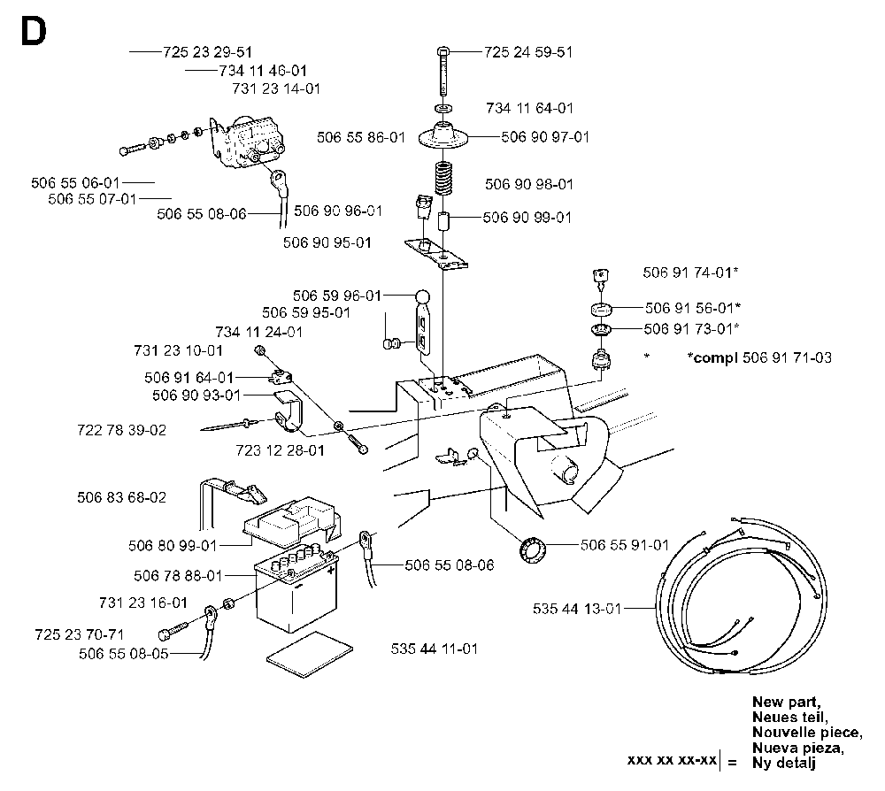 Electrical Diagram and Parts List for RIDER13RSPECIAL (953533001)(2003-09) Husqvarna Lawn Tractor