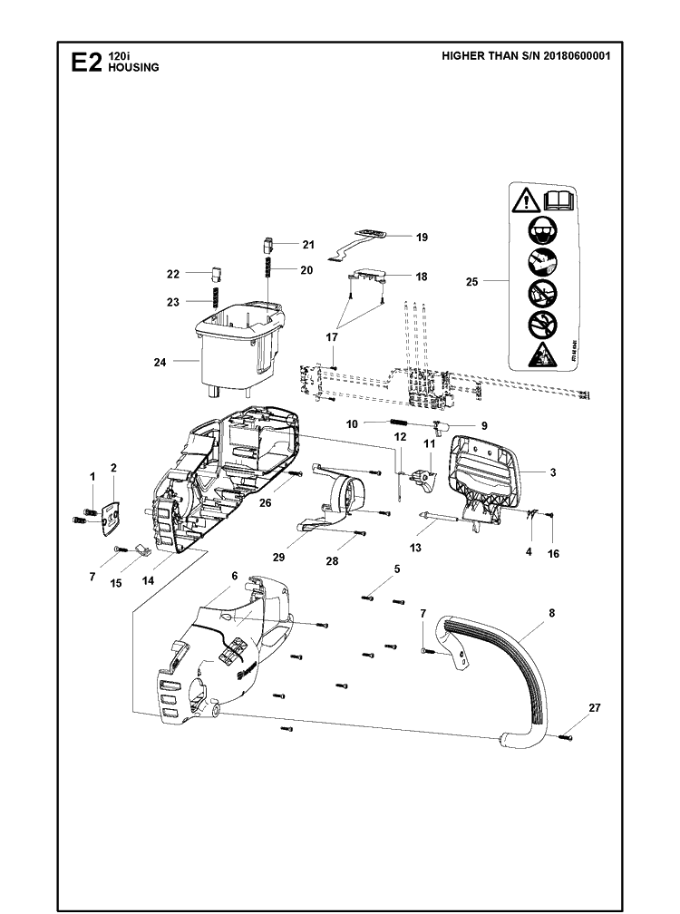 Housing Diagram and Parts List for 120I (967098201)(2018-06) Husqvarna Chainsaw