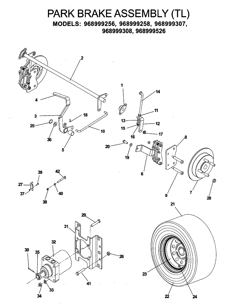 Parking Brake Diagram and Parts List for IZ5223 (968999526)(2006-08) Husqvarna Lawn Mower