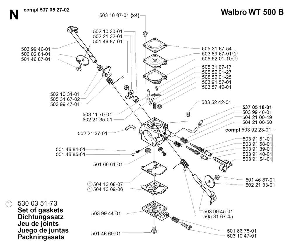 Carburetor Details Diagram and Parts List for 240RBD 20004000001 & Above Husqvarna Trimmer