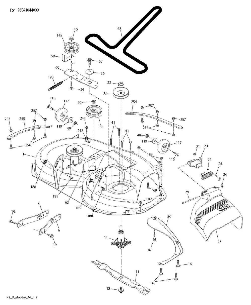 Mower Deck / Cutting Deck Diagram and Parts List for TS142 2020 Husqvarna Lawn Tractor