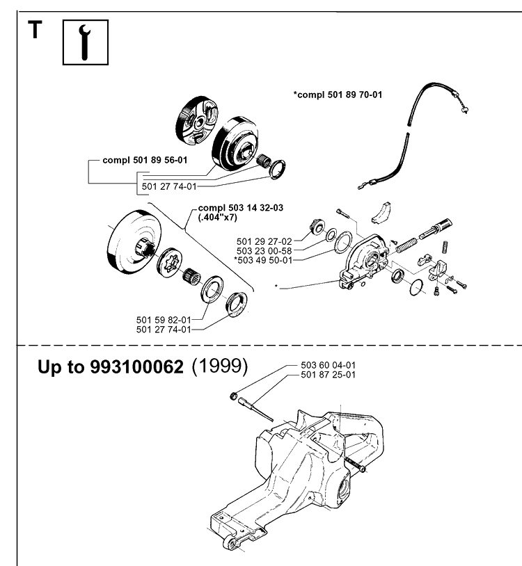 Service Updates 2 Diagram and Parts List for 3120 20000600001-20013500000 Husqvarna Chainsaw