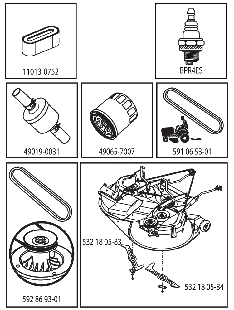 Frequently Used Parts Diagram and Parts List for TC342T (96051018400)(2018-08) Husqvarna Lawn Tractor