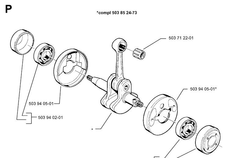 Crankshaft Diagram and Parts List for 325RX 19991000001-20001900000 Husqvarna Brush Cutter
