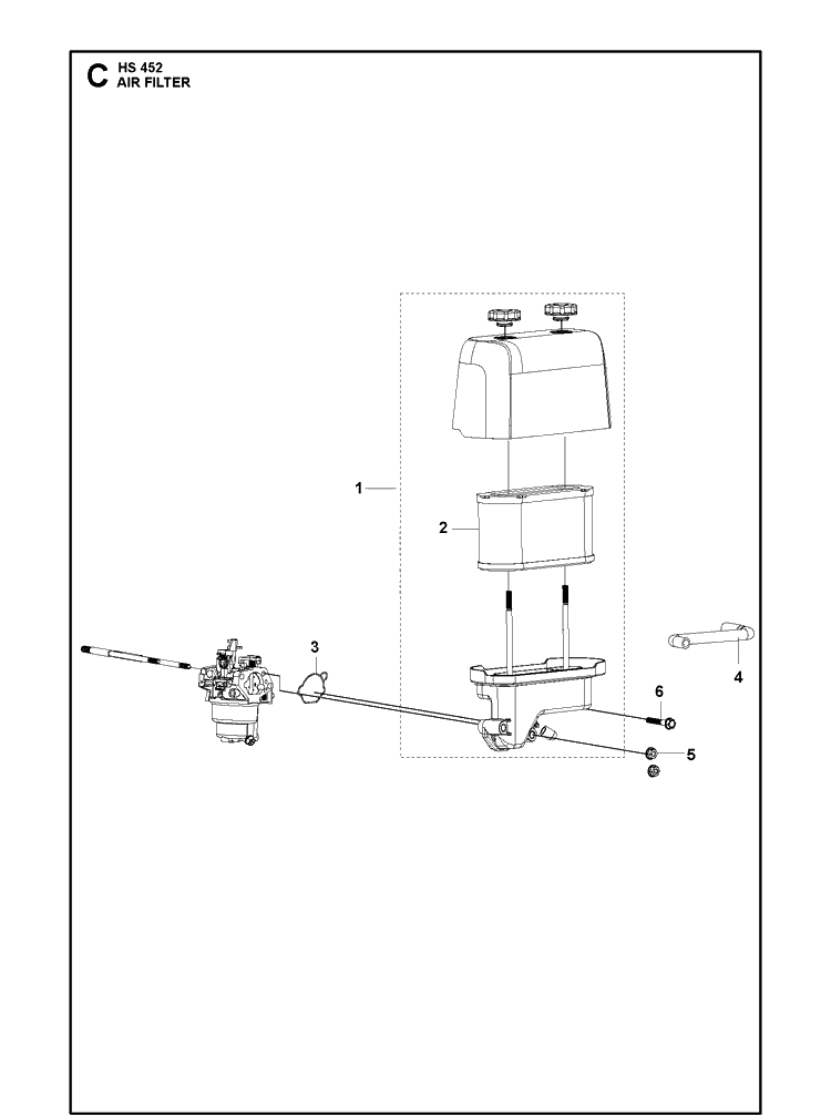 Air Filter Diagram and Parts List for 593230401 2021-01 Husqvarna Engine